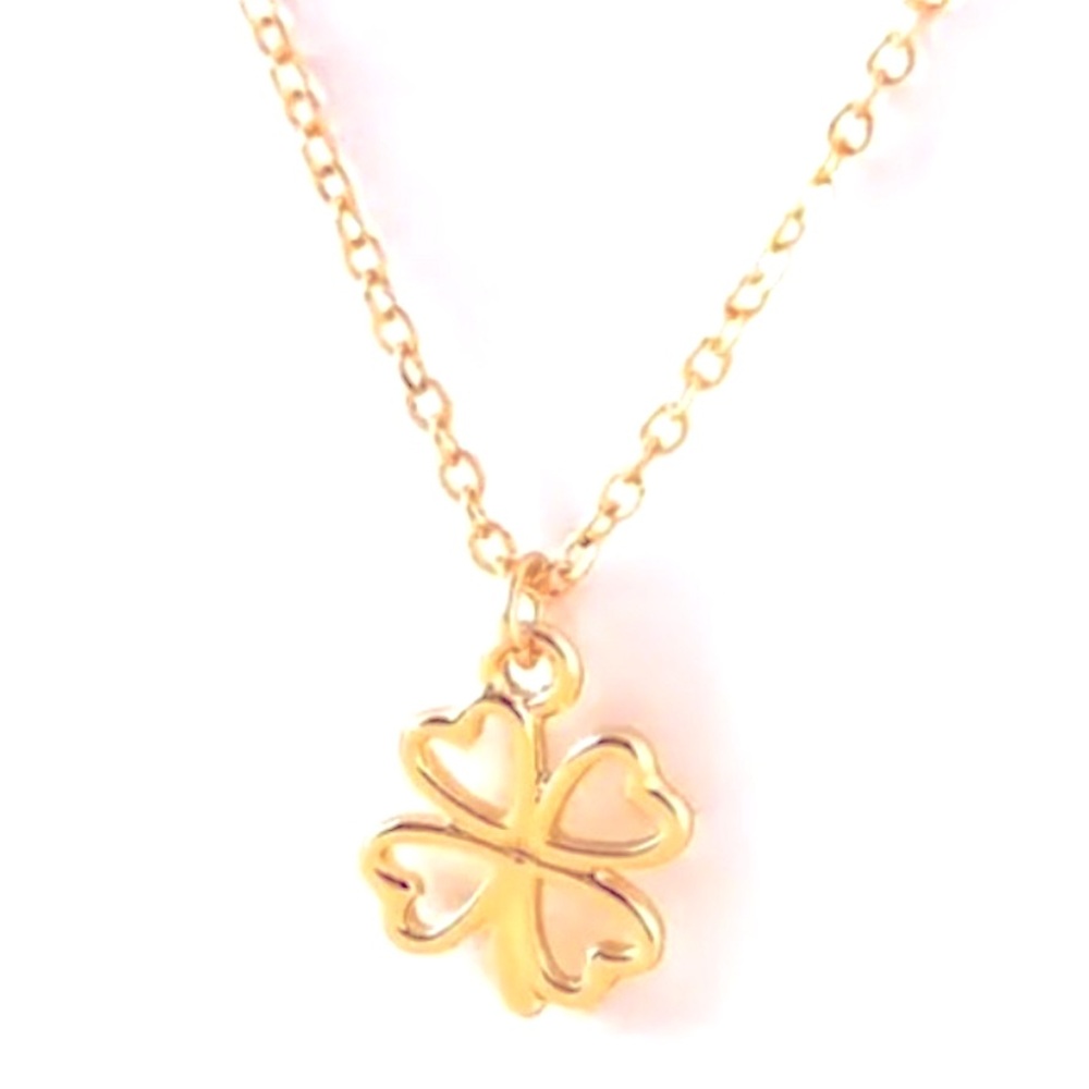 Lucky Clover Gold Pendant Necklace St Pattys Day Lucky  18"-22" chain NEW